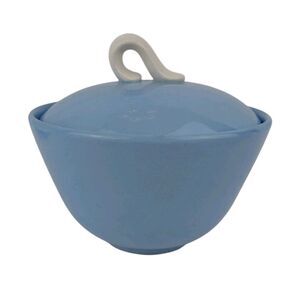 Homer Laughlin Skytone Sugar Bowl With Lid 1950's MCM Sky Blue White